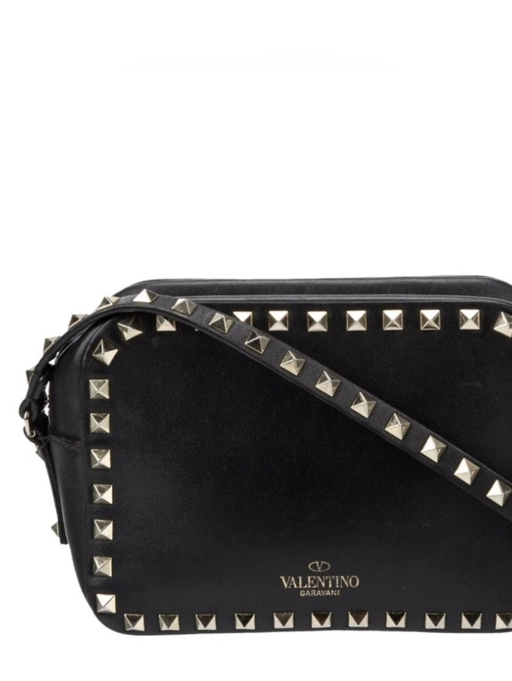 Valentino Garavani Black Rockstud Leather Crossbody Bag